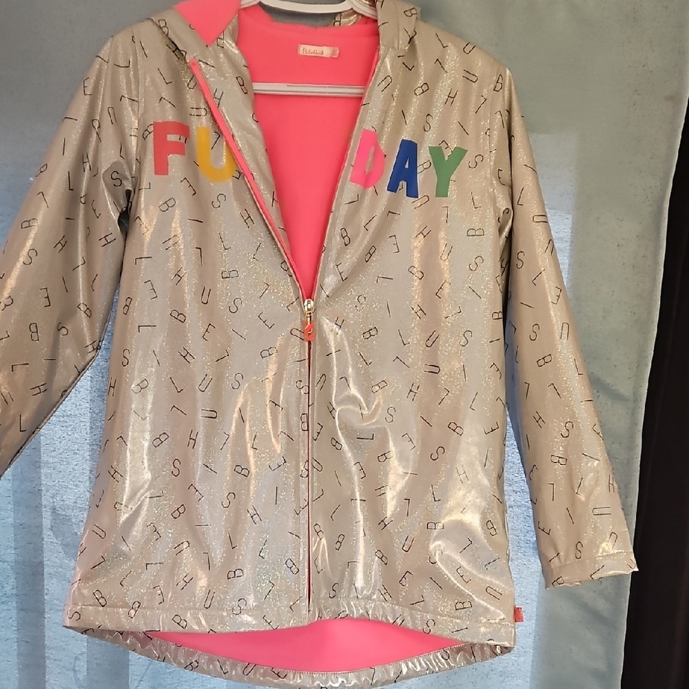 Billieblush Metallic Raincoat with Multicolor Letters